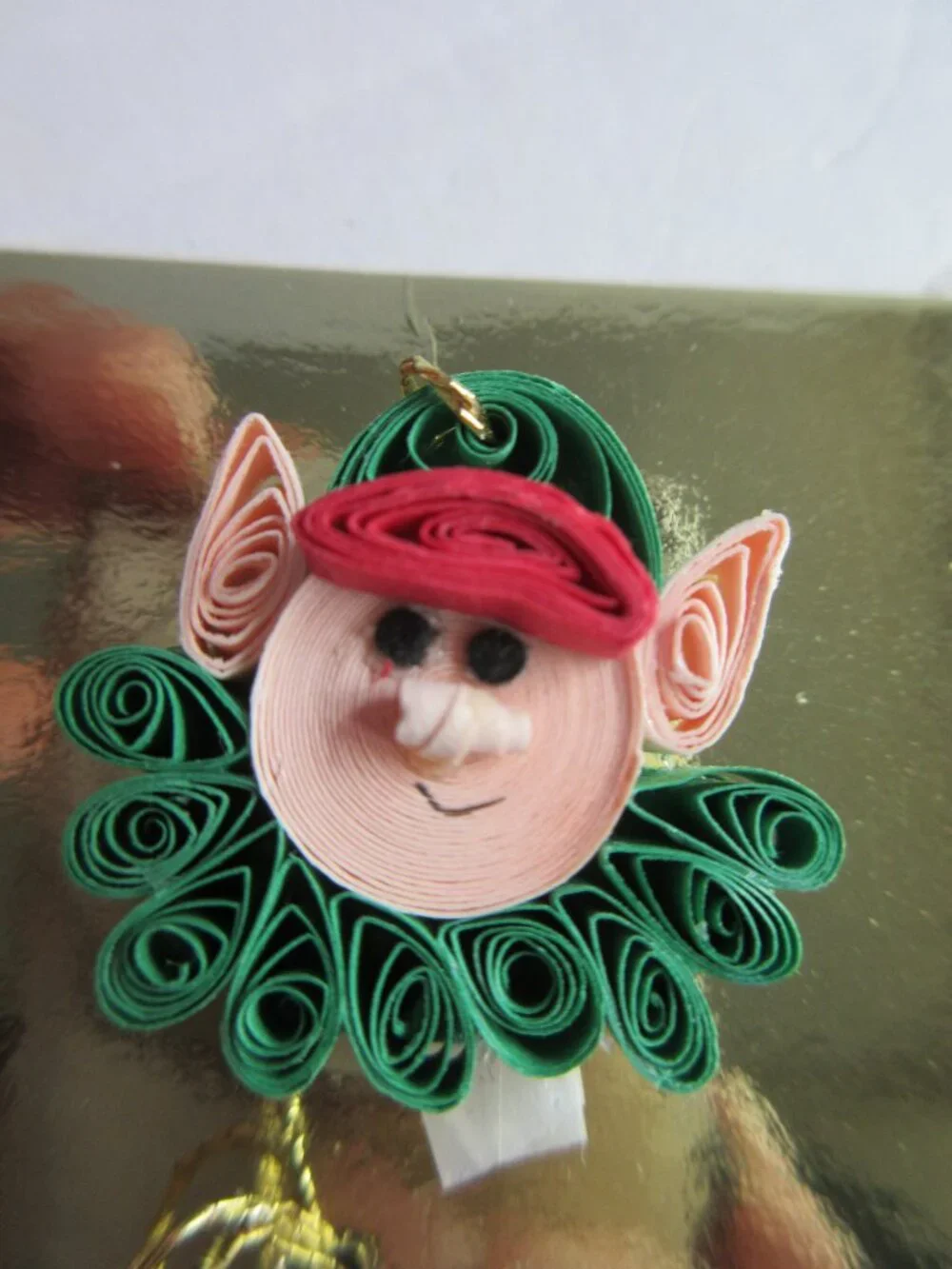 5 Paper Quilled Mini Christmas Ornaments Set in Gift Box Santa, Elf, Snowman